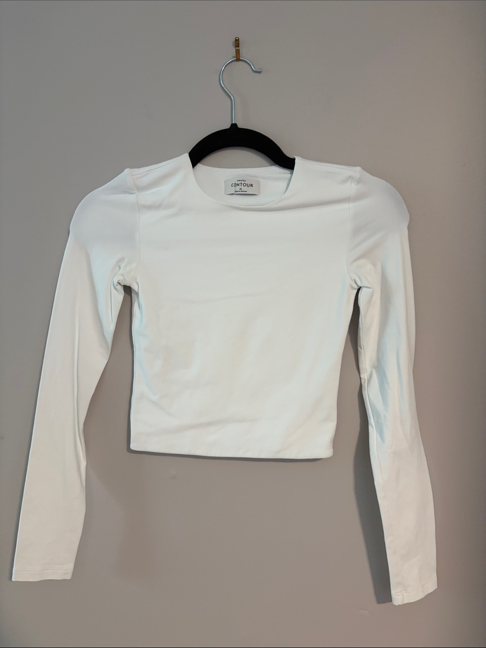 Aritzia Contour White Long Sleeve Fitted Top